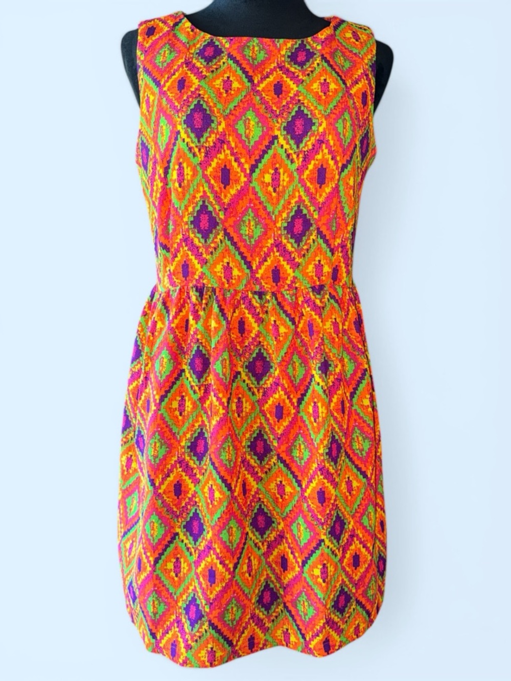 Young Threads Neon Multicolored Sleeveless Mini Dress, Size Large, NWOT